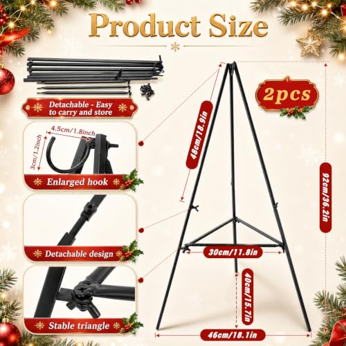 Detachable Christmas Metal Wreath Stands for Cemetery-2 Pcs 36 Inch - color: 2PCS Black, size: 36 Inch