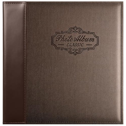 Photo Album Holds 3X5, 4X6, 5X7, 6X8, 8X10 Photos, Leather Cover, Magnetic Self-Stick Page, Hand Made DIY Albums (Dark Brown, Large) - color: Dark Brown, size: Large