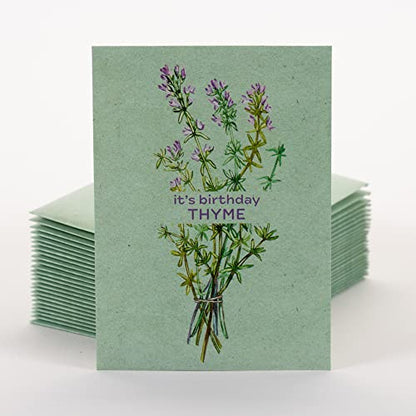 It's Birthday Thyme - Thyme Seed Packets - 25 Packets - Herb Seeds - Garden Seed to Grow Live Plants - A Beautiful Valentines Gift - Bentley Seed Co. - style: Birthday Thyme