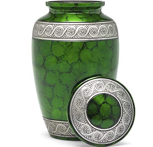 Eternal Harmony Cremation Urns for Human Ashes - Large Adult Size for Men & Women | Decorative Funeral Urns with Handcrafted Designs | Honor and Remember Your Loved Ones | Holds Up to 210 Cubic Inches - color: Green