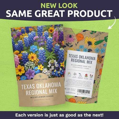 Texas Oklahoma Regional Mix Seeds for Planting - Bulk 1 Pound Bag - Over 240,000 Native Seeds - Open Pollinated and Non GMO - size: Bulk 1 Pound, style: Texas / Oklahoma Regional Mix