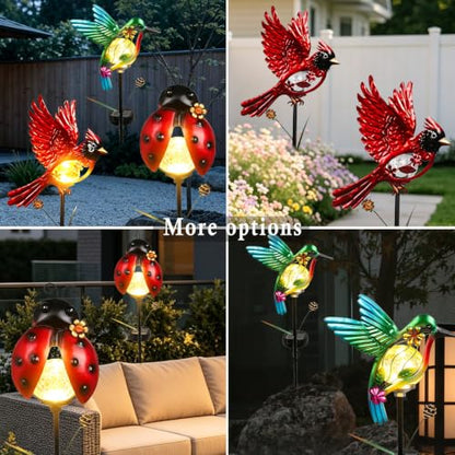 Solar Hummingbirds Garden Stake Lights for Outside 2 Pack - color: Orange-2 Pack