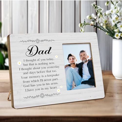 Memory Gifts for Loss of Dad,Condolences Memorial Sympathy Gifts for Loss of Dad Loved One,I Thought of You Today Dad Wood Picture Frame - style: Dad-3