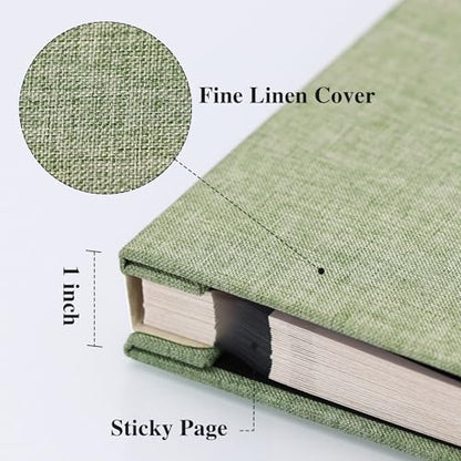 Vienrose Large Photo Album Self Adhesive for 4x6 8x10 Pictures Linen Scrapbook Album DIY 40 Blank Pages with A Metallic Pen | Linen Cover, Scrapbook, Fits 4X6 8X10 Pictures, Metallic Pen Included, Diy - color: Grassgreen, size: 11"x10.6" 40Pages