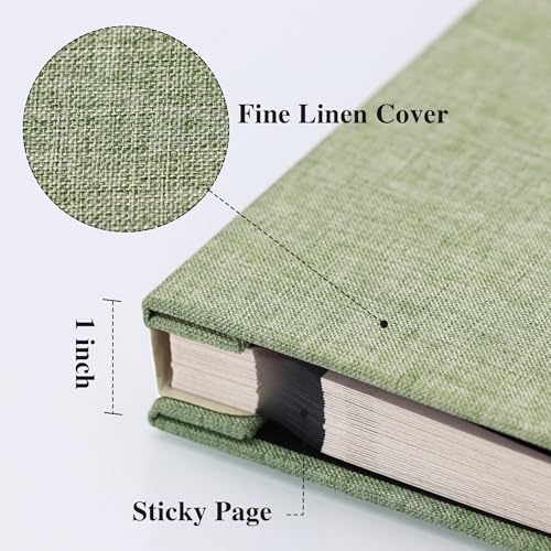 Vienrose Large Photo Album Self Adhesive for 4x6 8x10 Pictures Linen Scrapbook Album DIY 40 Blank Pages with A Metallic Pen - color: Grassgreen, size: 11"x10.6" 40Pages