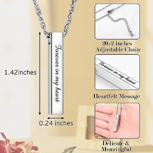 abooxiu Urn Necklace for Human Ashes Cremation Jewelry for Ashes Stainless Steel Keepsake Ashes Necklace Memorial Urn Jewelry Pendant for Women Men - Forever in my heart - style: Silver-engraving