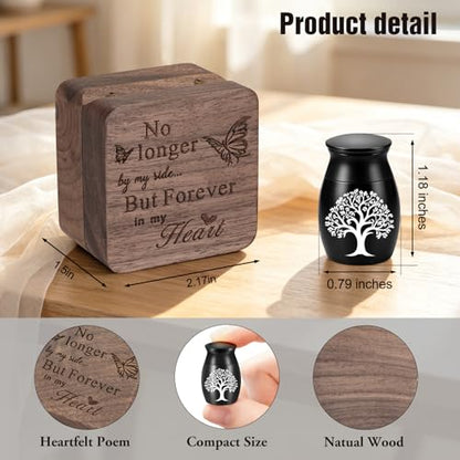Customize Wooden Small Urn for Human Ashes Keepsake Memorial Box - style: Black-Cusotmize