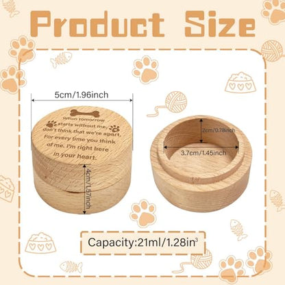 CREATCABIN Wood Mini Animal Urn Pet Hair Keepsake Box Pet Memorial Casket for Memorial Animal Retain Dogs Cats Hair Teeth Nails Ashes Fauna Funeral or Remembrance Home Decor 1.96x1.57 Inch Brown Bone - style: Bone