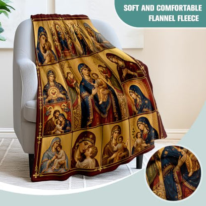 Jekeno Virgin Mary Gifts Blanket Catholic Religious Jesus Throw Blanket | 50x60 Inch Flannel Virgin Mary Blanket Gifts For Christmas Birthday Easter Women Men Kids - color: Virgin Mary, size: 50x60 Inch
