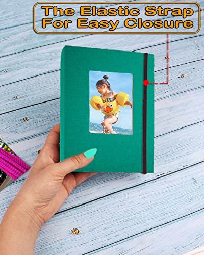 GPIRAL Small Photo Album 4x6 – Clear Pages, Linen Cover with Front Window, Pack of 2, Each Album Holds 52 Photos, Small Brag Book for 4x6 Photos, Dark Green - color: Dark Green, size: 4x6"-2 PACK