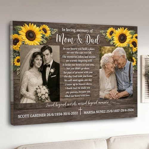 KOLSTRAW Personalized Memorial Canvas, Custom Remembrance Wall Art, In Loving Memory Gift, Sympathy Decor Print, Loss Keepsake, Forever In Heart Sign, Photo Canvas Tribute, Bereavement Gift 12x18#6 - color: Version-06