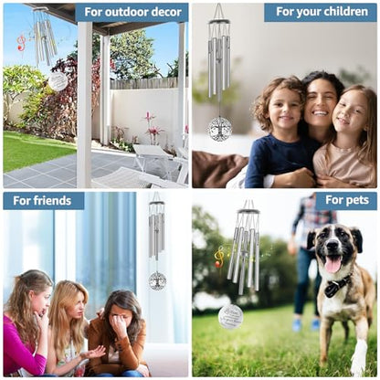 Sympathy Wind Chimes for Loss of Loved One, 39" Memorial Windchimes Outdoor - size: 39“-Silver