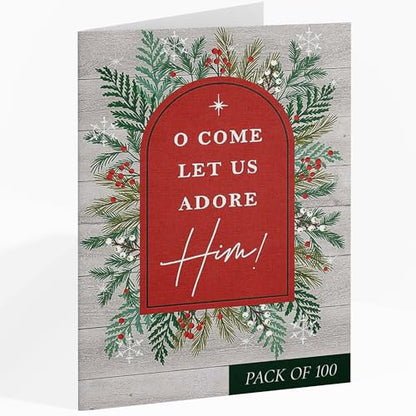 O Come Let Us Adore Him Christmas Church Bulletins Church Bulletin Package Of 100 - Welcome The Congregation, Share Church Info & Services On Quality Church Bulletin Paper - General Worship Bulletins - style: O Come Let Us Adore Him Christmas