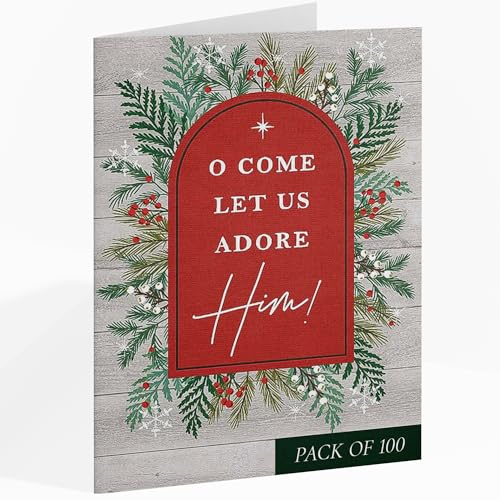 O Come Let Us Adore Him Christmas Church Bulletins Church Bulletin Package Of 100 - Welcome The Congregation, Share Church Info & Services On Quality Church Bulletin Paper - General Worship Bulletins - style: O Come Let Us Adore Him Christmas