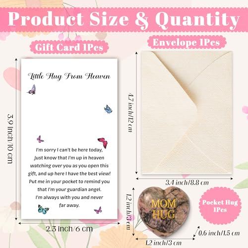 EYxsaxenk Loss of Mother Sympathy Gift - Little Hug From Heaven Pocket Hug with Memorial Card Envelope Pink Heart Natural Stone Memorial Gift Loss of Mom Sympathy Bereavement Favor - color: Mom