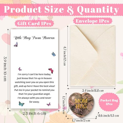 EYxsaxenk Loss of Mother Sympathy Gift - Little Hug From Heaven Pocket Hug with Memorial Card Envelope Pink Heart Natural Stone Memorial Gift Loss of Mom Sympathy Bereavement Favor - color: Mom