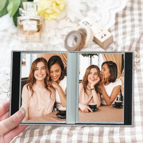 Artmag Mini Photo Album 4x6 50 Pockets 2 Pack, Linen Cover with Front Window Album Each Holds 52 Vertical Photos for Family Wedding Baby Children (Grey) - color: Grey, size: 50 Pockets/2PKS