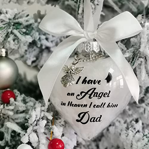 Clear Christmas Memorial Ornament Feather Ball, I Have an Angel in Heaven, Dad Memorial Ornament, Xmas Christmas Tree Remembrance Hanging Bereavement Ornaments Gift for Loss of Loved One (Clear - Dad) - color: Clear - Dad