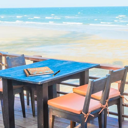 Skyygemm Beach Vacation Rental Guest Book with Pen, Wooden Scrapbook - style: Welcome Visitor