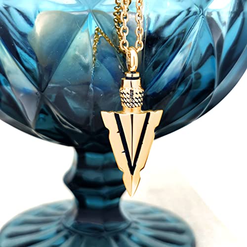 Spearpoint Arrowhead Urn Neckalce for Ashes Tribal Ash Holder Cremation Keepsakes Memorial Pendant Jewelry - color: Gold