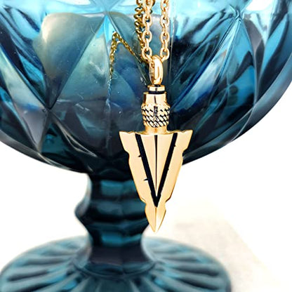 Spearpoint Arrowhead Urn Neckalce for Ashes Tribal Ash Holder Cremation Keepsakes Memorial Pendant Jewelry - color: Gold