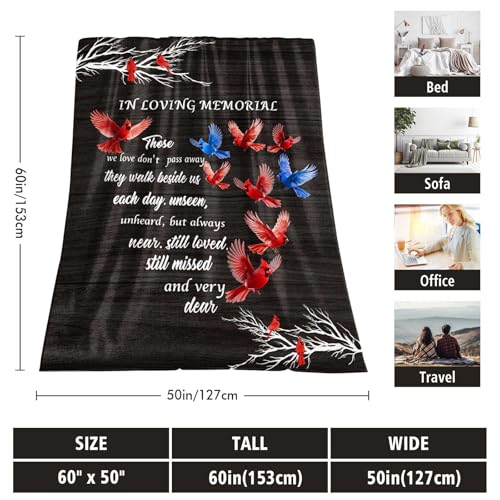 Sympathy Blanket Memory Gifts for Loss of Loved One 60"X50" | Memorial Gifts for Loss of Mom, Dad, Son, Daughter