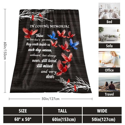 Sympathy Blanket Memory Gifts for Loss of Loved One 60"X50" | Memorial Gifts for Loss of Mom, Dad, Son, Daughter