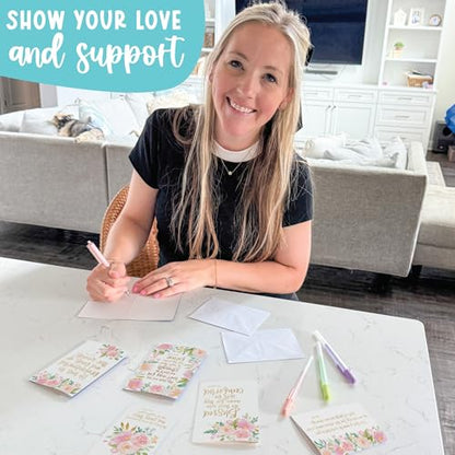Hadley Designs Religious Sympathy Cards With Envelopes - 24 Christian Sympathy Cards Bulk, Bereavement Card Religious, Christian Sorry For Your Loss Card, Thinking Of You Heartfelt Condolences - style: Floral Pink Blush 24 pcs