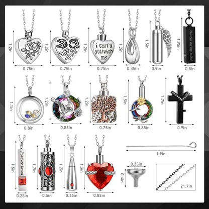 Ecation 15 Pcs Urn Necklace for Ashes Women Cremation Jewelry - color: Red
