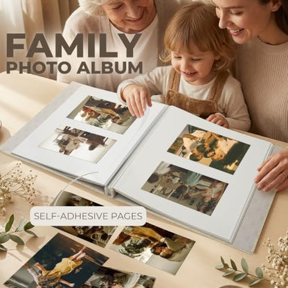 Vienrose Large Photo Album Self Adhesive for 4x6 5x7 8x10 Pictures Scrapbook Album DIY Scrap Book 40 Sticky Pages with A Metallic Pen Beige | Scrapbook Album, 20 Sheets, 4x6 5x7 8x10 Photos, Metallic Pen, DIY Memory Book, Travel Photos, Birthday Gift - co