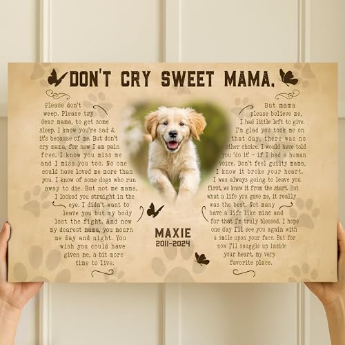KiKiLuna Personalized Pet Dog or Cat Memorial Framed Canvas - color: Design 1