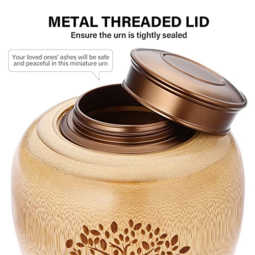 Small Urns for Human Ashes Adult Male Female,Small Keepsake Urns for Human Ashes Tree of Life Pattern Engraved,Memorial Cremation Urns for Human Ashes Adult Female Male Made of Bamboo - size: Small,50 Cubic Inches