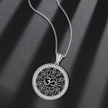 925 Sterling Silver Patron Saint Necklace Amulet Miraculous Medal Pendant Jewelry for Men Women with Friendship Talisman Travel Inspirational Gifts - color: black-H