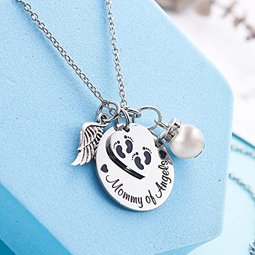 LParkin Miscarriage Gifts For Mothers Memorial Necklace For Mommy of an Angel Sympathy Wing Gift - color: Mommy-angels-Necklace