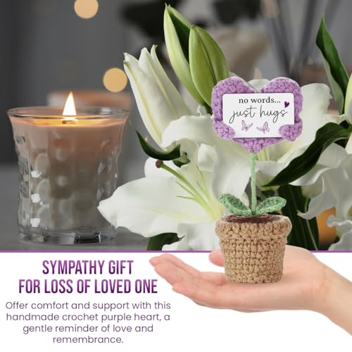 Sympathy Gifts for Loss of Loved One - Handmade Crochet Mini Heart Hugging, No Words, Just Hugs... Memorial Gifts, Bereavement Gift Idea for Loss of Mom, Dad, or Loved One