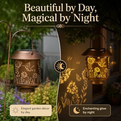 2 Pack Solar Lantern Outdoor Hanging, Gifts for Women Mom （Hummingbirds ） - color: b-Hummingbird-2PC