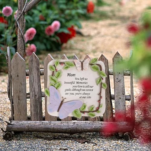 10 Inch Polyresin Memorial Garden Stone, Sympathy Gift for Loss of Mom, Memorial Plaques for Outdoors, Garden Stones in Memory of Loved Ones, Remembrance of Beloved Mather (Mom) - style: Mom