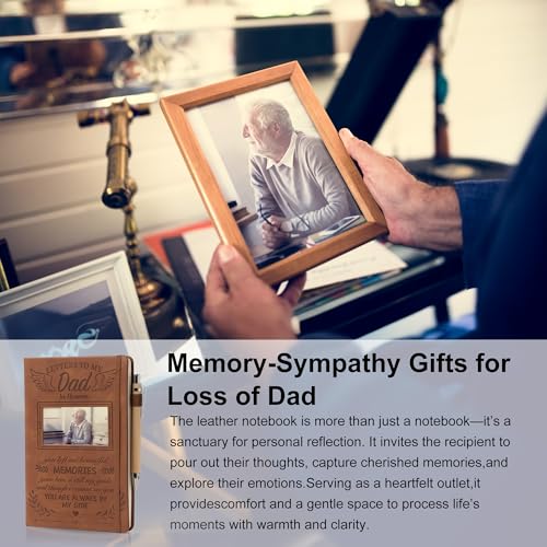 Memorial Gifts for Loss of Dad - Letters to My Father in Heaven Grief Journal & Pen Set, Leather A5 Notebook With Photo Cover, Sympathy Bereavement Gifts for Loss of Father, Dad Memorial Gift For Daughter Son - style: Dad