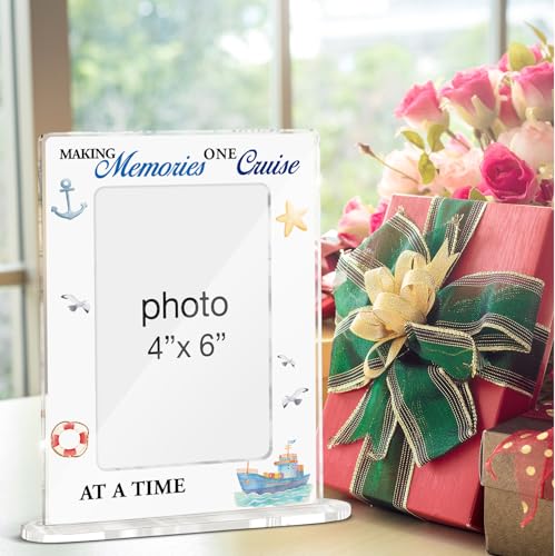 Beach Coastal Vacation Picture Frame, Cruise Lovers Gifts for Women Men Friends, Coastal Making Memories One Cruise Acrylic Picture Frame 4 x 6 Inch Photo - color: U-Making Memories