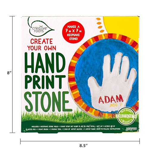 Creative Roots Paint Your Own Stepping Stone Kit, Handprint | DIY Garden Stepping Stone Activity, Arts and Crafts Project for Kids, Includes Pre-Cast Ceramic and Paints - style: Handprint