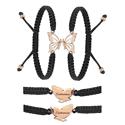 constantlife 2 Pack Butterfly Cremation Bracelet for Ashes Stainless Steel Urn Pendants Keepsake Braided Rope Adjustable Wristband Bangle Memorial Jewelry for Women Girls - color: Customize
