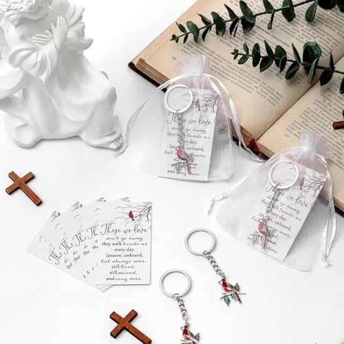Ecally 40 Set Funeral Favors for Guest Celebration of Life Keychains Memorial Service Sympathy Gifts for Family Church Decoration (Cardinal) - style: Cardinal