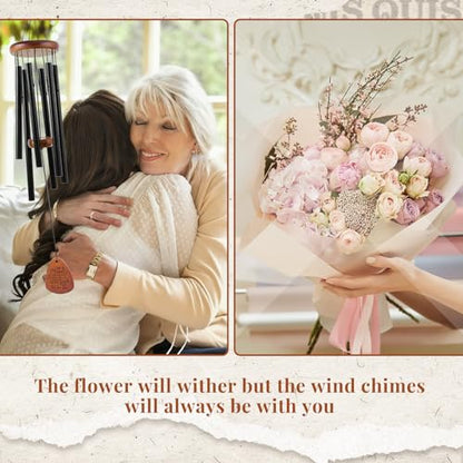 Memorial Sympathy Gifts for Loss of Mother, Sympathy Gift, Bereavement Gifts for Loss of Mother, Windchimes in Memory of Mom Gold-MOM& Flower - size: Teardrop-Mom Envelope