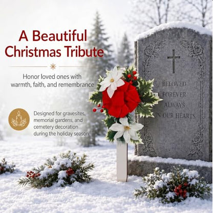 Sintuff Xmas Cross Grave Decorations for Cemetery, Christmas Wooden Cross
