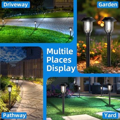 ILANCK 12 Pack Solar Lights Outdoor, 6000K Bright Solar Pathway Lights for Outside, Auto On/Off Waterproof Solar Powered,Landscape Lighting for Walkway, Yard, Path, Driveway, Garden - color: 6000K White Light