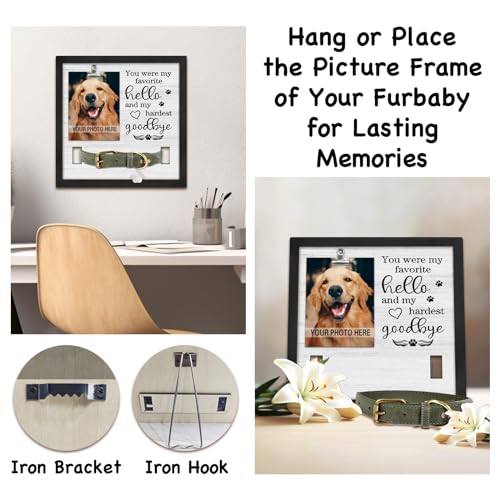 PUREFLY Dog Memorial Gifts for Loss of Dog, Loss of Dogs Sympathy Gift Pet Loss Sympathy Frame with Collar Holder, Pet Cat Remembrance Bereavement Gift - color: My Hardest Goodbye