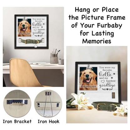 PUREFLY Dog Memorial Gifts for Loss of Dog, Loss of Dogs Sympathy Gift Pet Loss Sympathy Frame with Collar Holder, Pet Cat Remembrance Bereavement Gift - color: My Hardest Goodbye