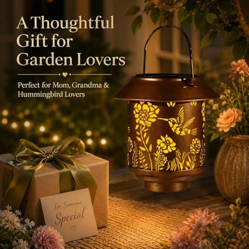 2 Pack Solar Lantern Outdoor Hanging, Gifts for Women Mom （Hummingbirds ） - color: b-Hummingbird-2PC