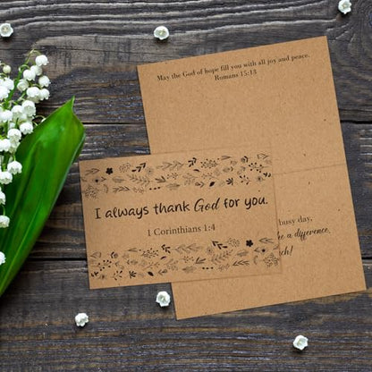 Affrolling 50 Pcs Kraft Christian Thank You Cards with Envelopes Stickers - style: Kraft