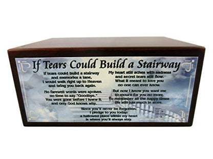 Conversation Concepts Beautiful Paulownia Small Wooden Urn with White & Tan Chihuahua Figurine & Personalized Poem If Tears Could Build A Stairway - color: Tan and White Chihuahua "Stairway to Heaven"